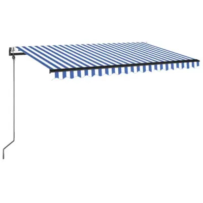 vidaXL Avtomatska tenda LED + senzor 400x350 cm modra in bela