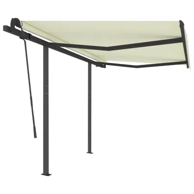vidaXL Avtomatsko zložljiva tenda s stebrički 3x2,5 m krem