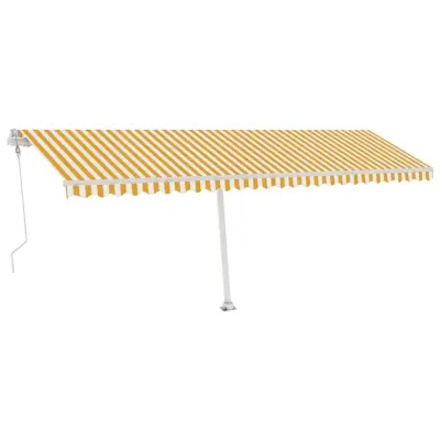 vidaXL Avtomatska tenda LED + senzor 600x350 cm rumeno/bela