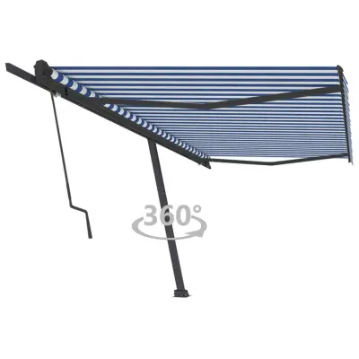 vidaXL Prostostoječa avtomatska tenda 500x350 cm modra/bela