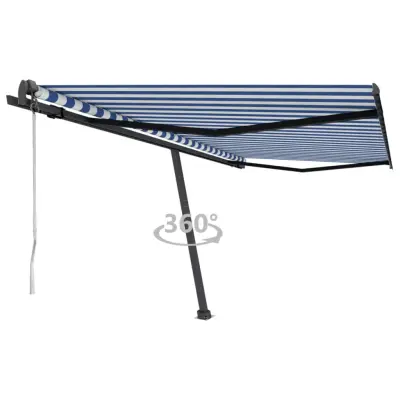 vidaXL Prostostoječa avtomatska tenda 450x350 cm modra/bela