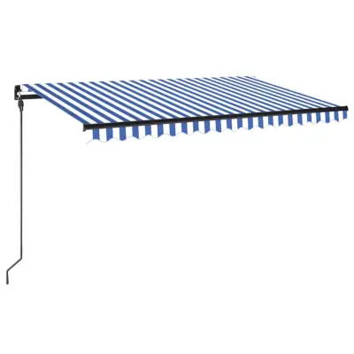 vidaXL Ročno zložljiva tenda z LED lučmi 450x300 cm modra in bela