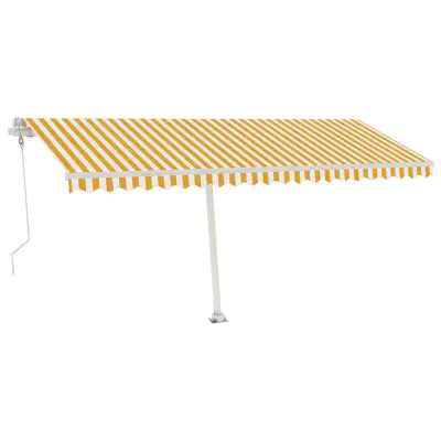 vidaXL Prostostoječa avtomatska tenda 500x300 cm rumena/bela