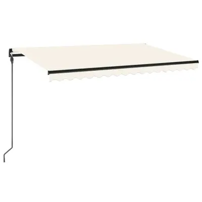 vidaXL Ročno zložljiva tenda z LED lučmi 450x300 cm krem