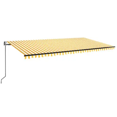 vidaXL Avtomatsko zložljiva tenda 600x350 cm rumena in bela