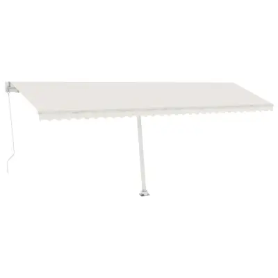 vidaXL Ročno zložljiva tenda z LED lučmi 600x350 cm krem