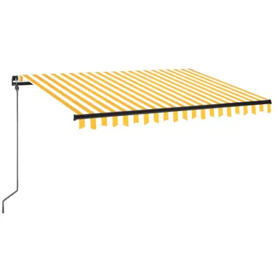vidaXL Ročno zložljiva tenda z LED lučmi 350x250 cm rumena in bela