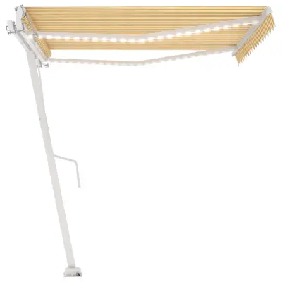 vidaXL Avtomatska tenda LED + senzor 450x300 cm rumena/bela
