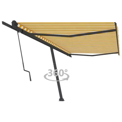 vidaXL Prostostoječa avtomatska tenda 500x350 cm rumena/bela