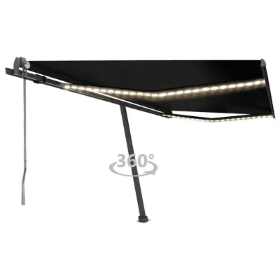 vidaXL Avtomatska tenda LED + senzor 450x300 cm antracitna
