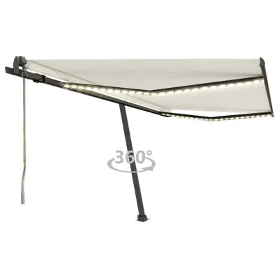 vidaXL Avtomatska tenda LED + senzor 450x350 cm krem