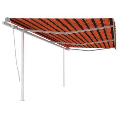 vidaXL Ročno zložljiva tenda s stebrički 6x3 m oranžna in rjava