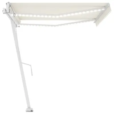 vidaXL Avtomatska tenda LED + senzor 450x300 cm krem