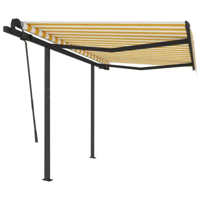 vidaXL Avtomatsko zložljiva tenda s stebrički 3x2,5 m rumena in bela