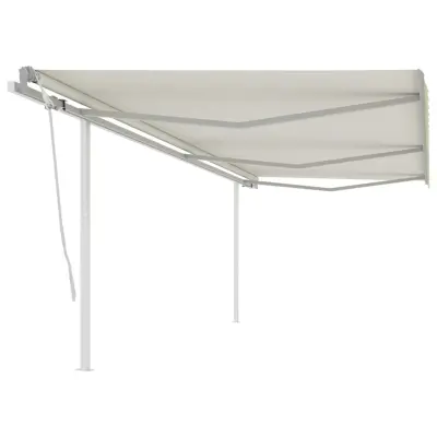 vidaXL Ročno zložljiva tenda s stebrički 6x3,5 m krem
