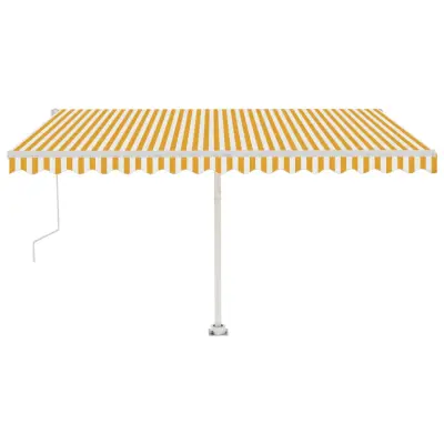 vidaXL Prostostoječa avtomatska tenda 400x350 cm rumena/bela