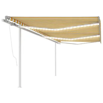 vidaXL Avtomatska tenda LED + senzor 6x3,5 cm rumena in bela