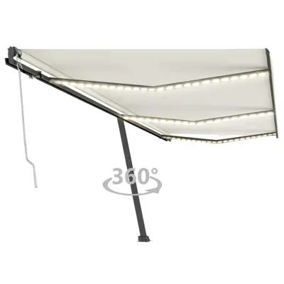 vidaXL Avtomatska tenda LED + senzor 600x300 cm krem