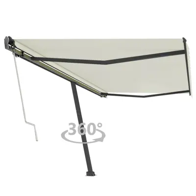 vidaXL Prostostoječa avtomatska tenda 500x350 cm krem