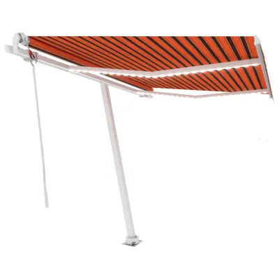 vidaXL Avtomatska tenda LED + senzor 350x250 cm oranžna/rjava