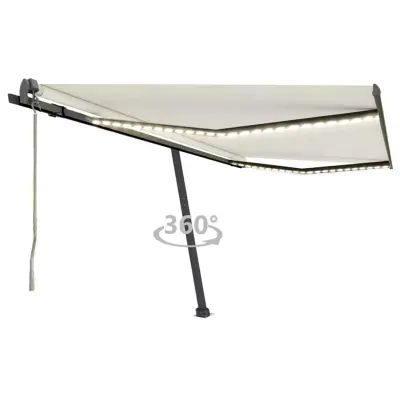 vidaXL Avtomatska tenda LED + senzor 400x300 cm krem