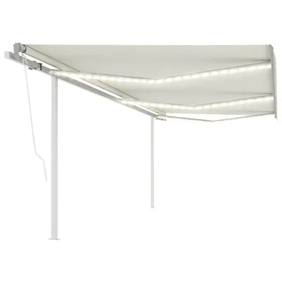 vidaXL Avtomatska tenda LED + senzor 6x3,5 m krem
