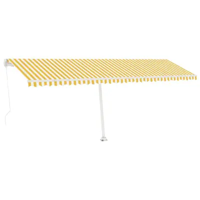 vidaXL Ročno zložljiva tenda z LED lučkami 600x350 cm rumena in bela
