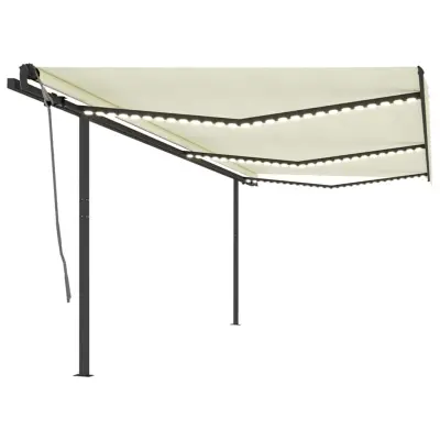 vidaXL Avtomatska tenda LED + senzor 6x3 m krem