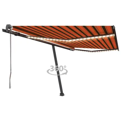 vidaXL Avtomatska tenda LED + senzor 400x300 cm oranžna/rjava