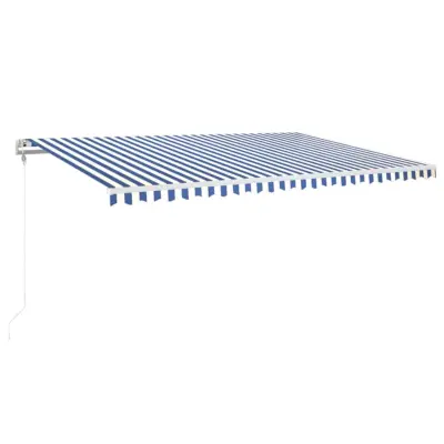 vidaXL Avtomatska tenda LED + senzor 500x350 cm modra in bela