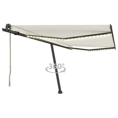 vidaXL Avtomatska tenda LED + senzor 400x350 cm krem
