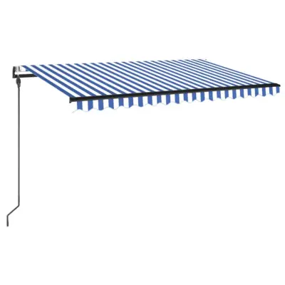 vidaXL Avtomatska tenda LED + senzor 450x300 cm modra in bela