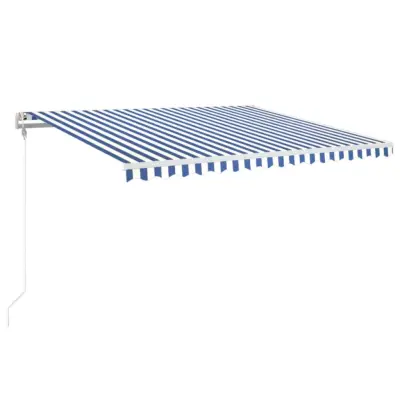 vidaXL Avtomatska tenda LED + senzor 450x350 cm modra in bela
