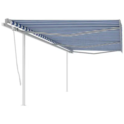 vidaXL Ročno zložljiva tenda s stebrički 6x3,5 m modra in bela