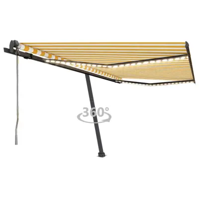 vidaXL Avtomatska tenda LED + senzor 450x350 cm rumeno/bela