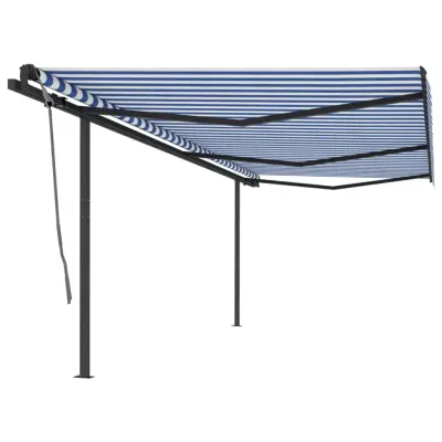 vidaXL Avtomatsko zložljiva tenda s stebrički 6x3 m modra in bela