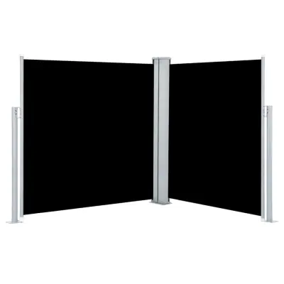 vidaXL Zložljiva stranska tenda črna 140x600 cm