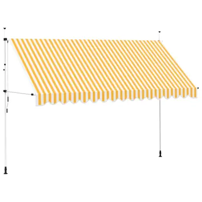 vidaXL Ročno zložljiva tenda 400 cm oranžne in bele črte