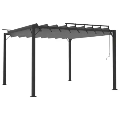 vidaXL Paviljon z rešetkasto streho 3x3 m antracitno blago in aluminij