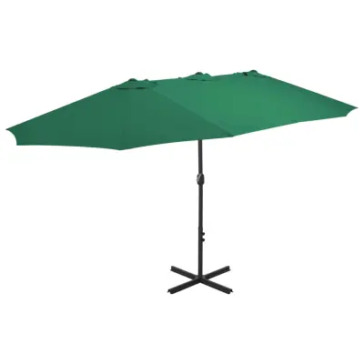 vidaXL Zunanji senčnik z aluminijastim drogom 460x270 cm zelen