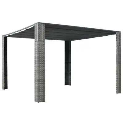 vidaXL Paviljon s streho poli ratan 300x300x200 cm siv in antraciten