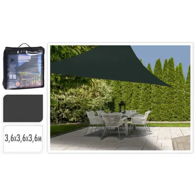 ProGarden Senčno platno 3,6x3,6x3,6 m temno sivo trikotno