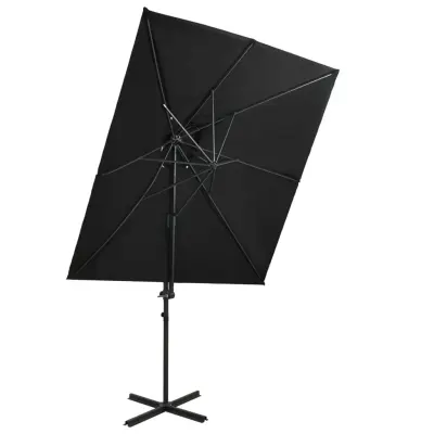 vidaXL Vrtni senčnik z dvojno streho črn 250x250 cm