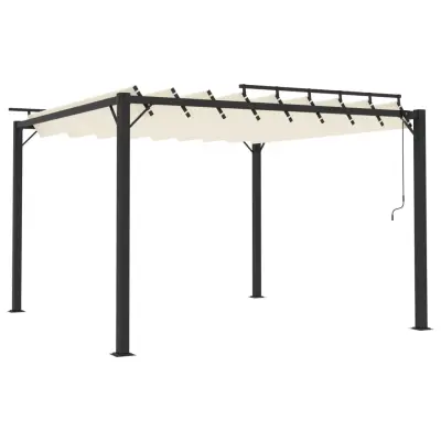 vidaXL Paviljon z rešetkasto streho 3x3 m krem blago in aluminij