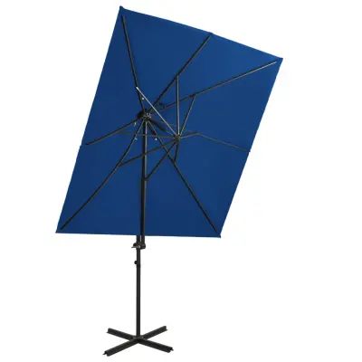 vidaXL Vrtni senčnik z dvojno streho sinje moder 250x250 cm