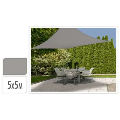 ProGarden Senčno platno 5x5 m sivo kvadratno