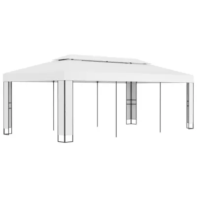 vidaXL Paviljon z dvojno streho 3x6 m bel