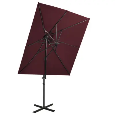 vidaXL Vrtni senčnik z dvojno streho bordo rdeč 250x250 cm