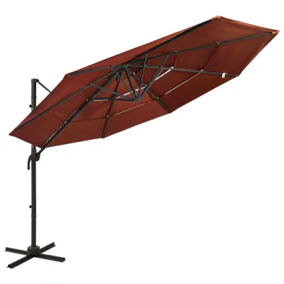 vidaXL Senčnik aluminij terakota 3x3 m
