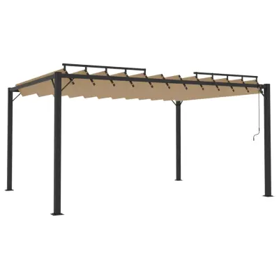 vidaXL Paviljon z rešetkasto streho 3x4 m taupe blago in aluminij